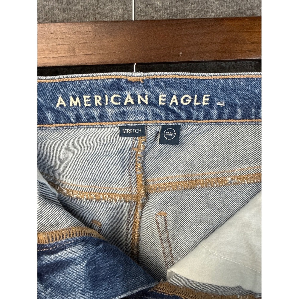 American Eagle Super High Rise Ankle Straight Distressed Jeans Blue Womens XS 00 - Picture 14 of 15